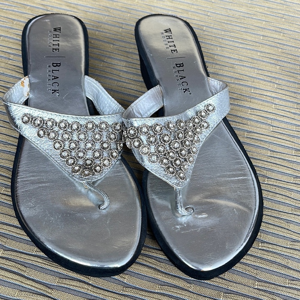 WHBM silver thong sandal